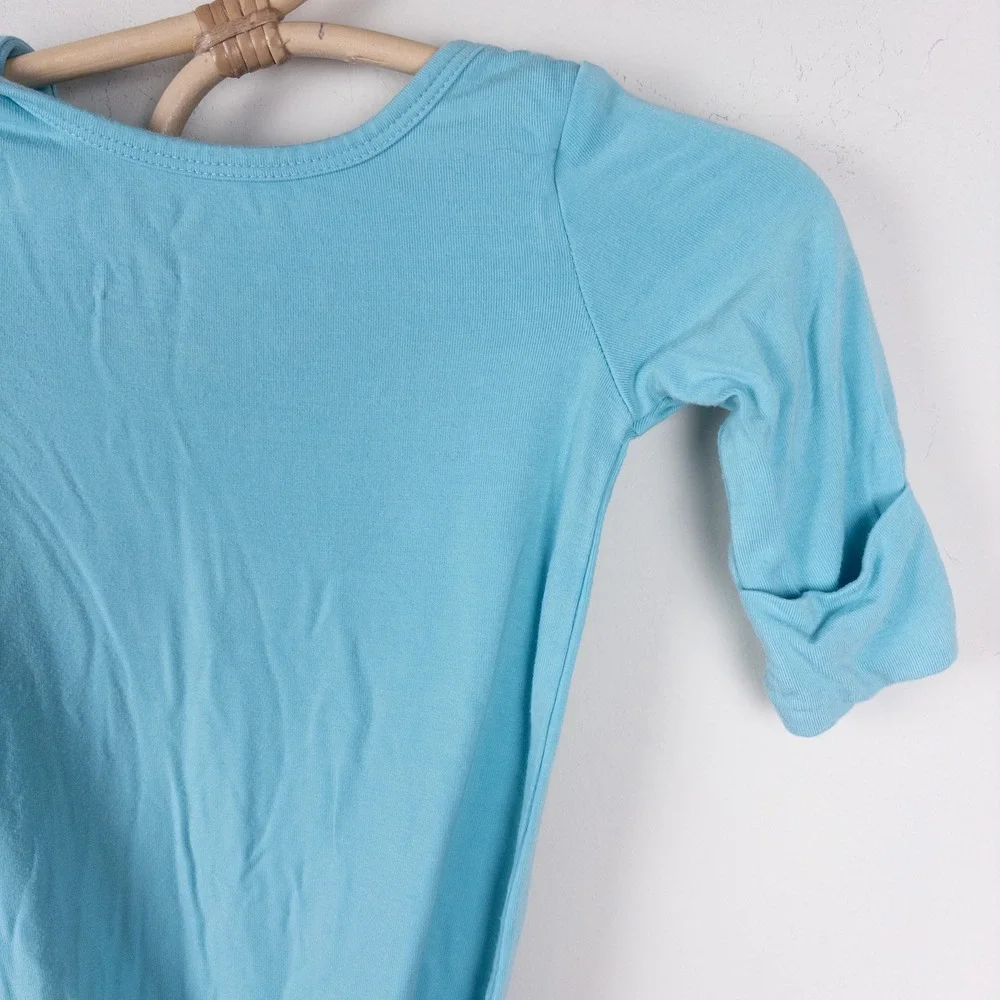 Caden Lane Knotted Gown Blue Bamboo Henley Long Sleeve Baby 0-3 Months